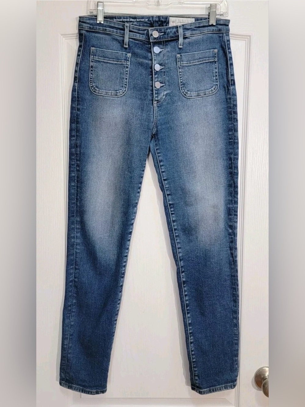 Anthropologie High-Rise Button-Fly Jeans in Medium Blue Wash